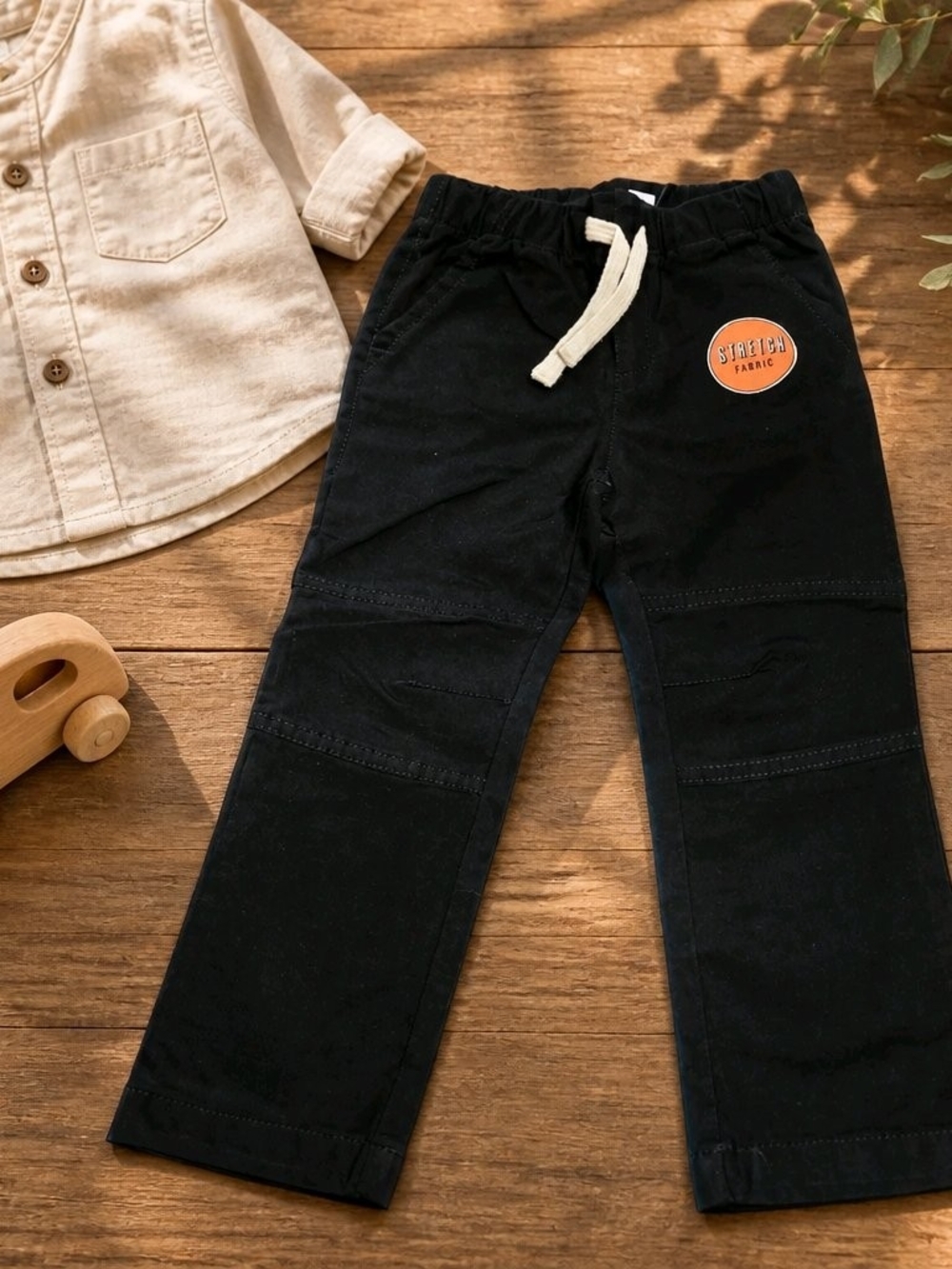 The Children's Place Black Drawstring Jogger Pants with Patch